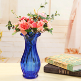 客厅玻璃花瓶创意摆件彩色插花器皿现代浮雕透明水培瓶大号花盆