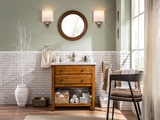 橡木落地浴室柜美式镜柜地中海做旧实木大理石卫生间浴室柜组合