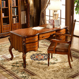 欧式书桌实木电脑桌新古典写字台美式复古办公桌椅组合 书房家具