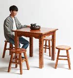 原木餐桌家用小户型户外实木方桌宜家饭桌简易学习桌书桌吃饭桌子