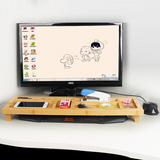 电脑键盘整理收纳架多功能桌面置物架竹木创意办公室用品收纳盒