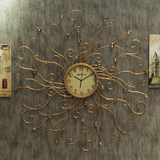 欧式钟表挂钟 客厅创意现代圆形静音简约卧室铁艺挂表壁饰装饰品