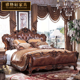 欧式真皮床全实木床橡木床1.8米美式床2*2.2大床加宽加长双人床