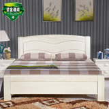 实木床白色橡木床1.5米1.8米水曲柳床简约现代双人婚床特价包邮