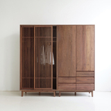 日式橡木衣柜2门推拉门实木储物衣橱简约现代橡木大衣柜移门衣柜