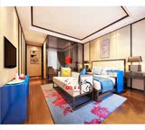 新中式床现代简约床实木双人床专业定制别墅会所样板房间家具