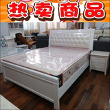 软包实木床白色 现代简约婚床橡木床 欧式床双人1.51.8米大床特价