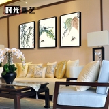 新中式客厅装饰画三联田园风格餐厅走廊壁画沙发背景墙卫生间挂画