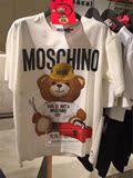 代购MOSCHINO莫斯奇诺16夏季新款泰迪小熊情侣休闲印花短袖T恤女