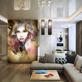 水彩艺术人物背景壁纸 主题美容院个性发廊大型壁画立体3D墙纸