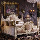 法式白色雕花大床欧式床实木双人床卧室婚床1.8米高端布艺公主床