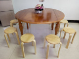 简约时尚曲木圆凳橡木实木凳子加固结实餐椅子可叠放餐凳收纳凳