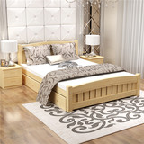 包邮实木床1.8双人床松木床1.5米成人床现代简约白色儿童简易木床