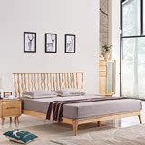 现代简约卧室环室家具北欧风格实木床双人床大床1.8/1.5米 白蜡木