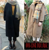 2016冬装韩版茧型翻领宽松呢子大衣女学生中长款羊毛呢子加厚外套