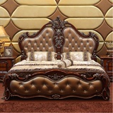 欧式床2米2.2米大床 婚床 新古典床深色2.4米大床实木橡木家具