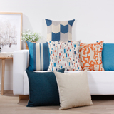 简约现代蓝色几何北欧宜家风格英伦抽象棉麻抱枕客厅沙发靠垫靠枕