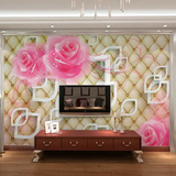 3D立体玫瑰影视墙布现代简约欧式软包电视背景墙壁纸客厅大型壁画