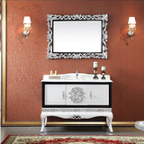 欧式浴室柜定做 橡木实木面盆柜仿古卫浴柜组合落地式整体洗漱台