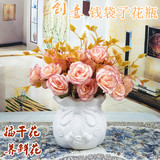 创意时尚陶瓷白色花瓶现代简约客厅餐桌摆件家居装饰插花花器干花