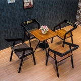 美式铁艺实木小户型方桌复古创意奶茶店咖啡厅休闲洽谈桌椅组合