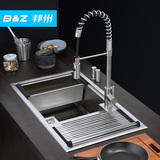 德国手工水槽双槽洗菜盆套餐 加厚304不锈钢拉丝台上下盆大洗碗池