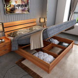 蒂诗诺现代板式床1.8米双人床气动床储物收纳床高箱床卧室家具