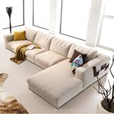 北欧宜家布艺沙发贵妃组合大小户型现代棉麻3.5米L羽绒日式布沙发