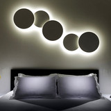 匯艺美现代创意简约个性组合圆形LED日食壁灯客厅卧室楼梯背景墙