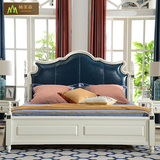 楠美森 欧式风格床小美式乡村实木双人床1.8米简约真皮卧室公主床