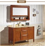美式仿古浴室柜美国红橡木实木开放漆落地卫浴柜组合洗漱台大理石