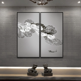 新中式现代装饰画客厅沙发背景画软装设计师挂画水墨禅意画 画加