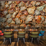 复古怀旧3D立体石头字母壁纸咖啡厅酒吧西餐厅休闲吧背景墙纸壁画
