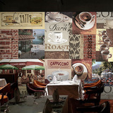 复古怀旧coffee壁画地中海咖啡厅砖墙背景墙休闲吧油画墙纸3D壁纸