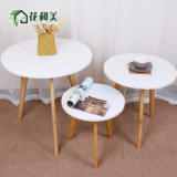 宜家客厅沙发小茶几边几简约欧式角几圆形床边桌创意实木圆桌打折