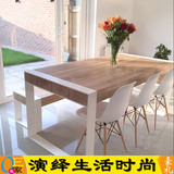 欧式实木餐桌 家用长方形饭桌实木餐桌椅组装 简约现代长条凳餐椅
