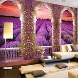 浪漫薰衣草大型壁画墙纸 客厅电视背景墙壁纸 卧室紫色3d立体壁纸