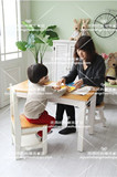 热卖地中海彩色实木环保儿童学习桌 多功能书桌矮桌幼儿园桌椅