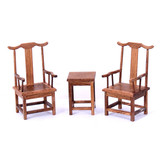 红木工艺品 家具模型微缩家具木质摆件 木雕鸡翅木太师椅微型圈椅