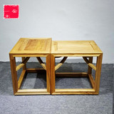 禅意中式方凳实木换鞋凳茶桌凳老榆木餐凳仿古新中式矮凳茶室特价