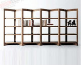 美式简约现代实木书架组合置物架多功能仿古做旧书柜创意展示架子