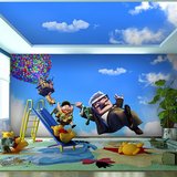 蓝天气球主题墙纸天空吊棚顶3D壁纸儿童房间卧室卡通漫画大型壁画