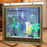 欧式中小型金鱼缸水族箱免换水超白玻璃80/1米屏风隔断可定做包邮