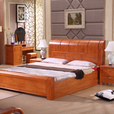 天籁沐香环保全实木床1.5米高箱储物床1.8M现代双人床中式橡木床