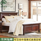 包邮美式乡村实木床简约双人1.8米单人1.5胡桃色橡木婚床家具定制