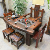 中式仿古老船木实木家具乌金石茶桌茶台茶几客厅会客泡茶桌椅组合