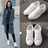 2016春季韩版同款鞋小白鞋厚底松糕鞋女加绒白色板鞋系带休闲鞋子