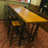 美式铁艺实木长桌吧台桌酒吧桌椅星巴克咖啡厅桌椅组合复古餐桌椅