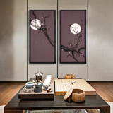 新中式日式禅意组合挂画古典软装样板房装饰画玄关壁画卧室实物画