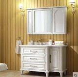 心海伽蓝欧式美式仿古浴室柜组合橡木实木卫浴落地柜现代简约橡木